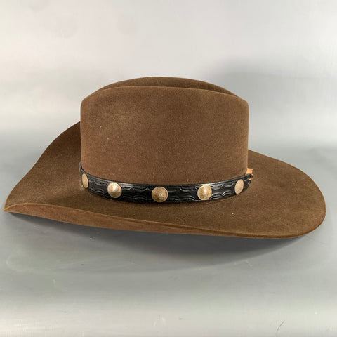 SERRATELLI Size 7.5 Brown Concho Beaver Fur Felt Hats