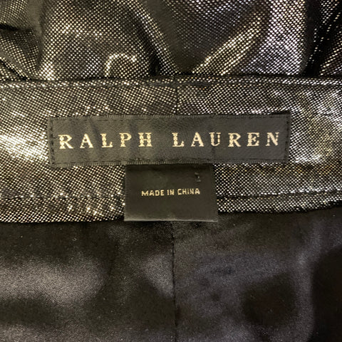 RALPH LAUREN Size 8 Silver Black Leather Metallic Suede Low Rise Casual Pants
