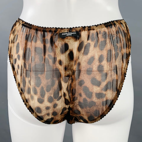 SKIMS DOLCE GABBANA Size S Brown Beige Silk Animal Print Babydoll Lingerie Set