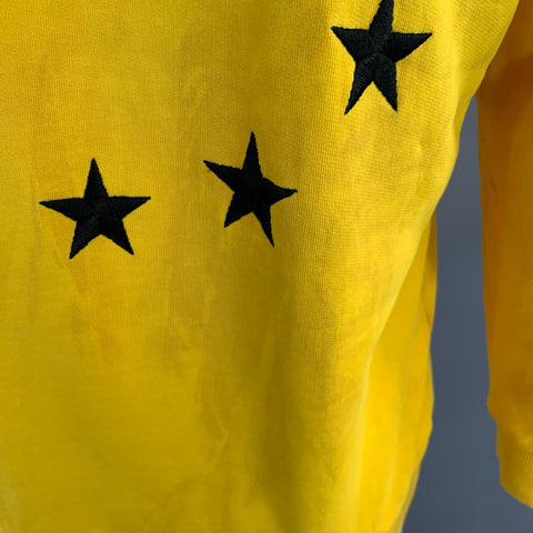 ETUDES Size L Yellow Stars Cotton Hoodie Sweatshirt