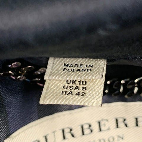 BURBERRY LONDON Size 8 Black Cotton Blend Double Breasted Cropped Jacket Blazer