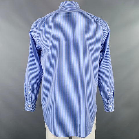 SID MASHBURN Size L Blue White Stripe Cotton One Pocket Long Sleeve Shirt
