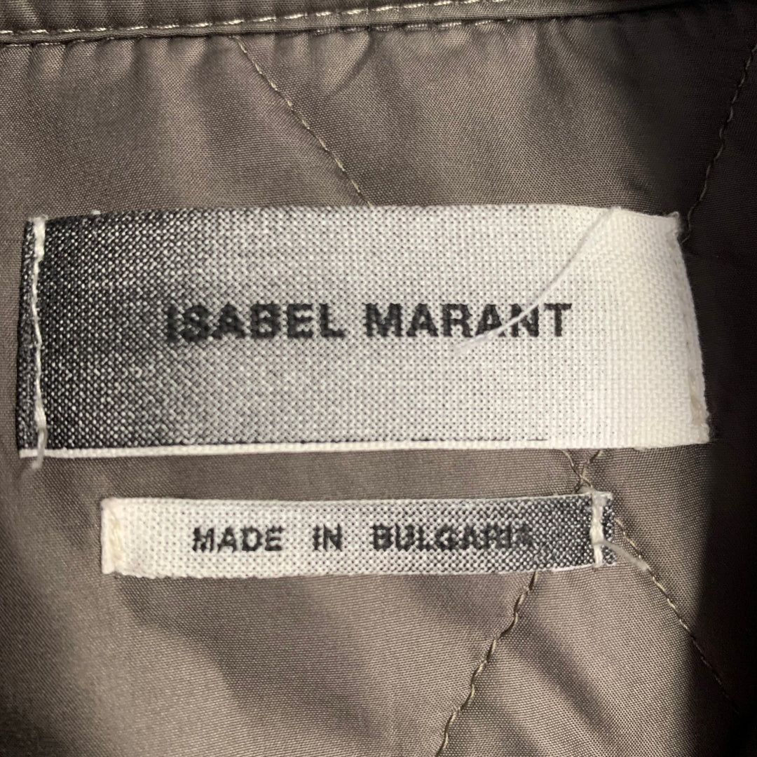 ISABEL MARANT ETOILE Size XS Cream Plaid Polyester Oversized Flannel Shirt Jacket