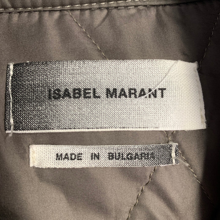 ISABEL MARANT ETOILE Size XS Cream Plaid Polyester Oversized Flannel Shirt Jacket