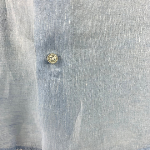 SAKS FIFTH AVENUE Size L Blue Linen Button Up Long Sleeve Shirt