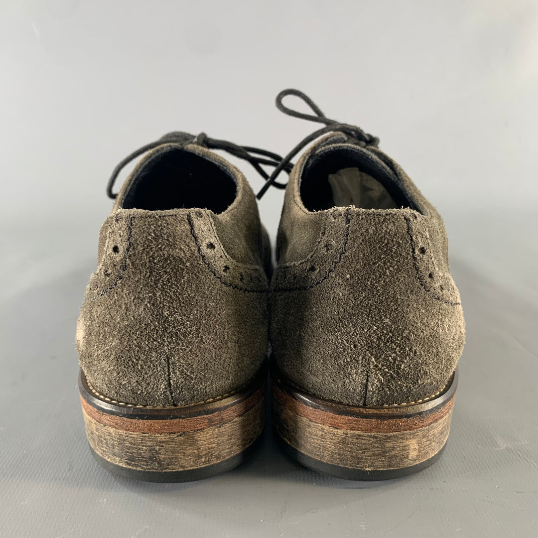 JOHN VARVATOS Size 9 Gray Suede Dress Lace Up Shoes