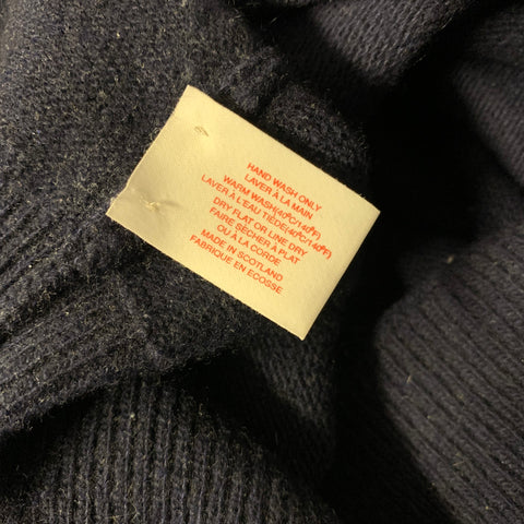 N.PEAL Size M Navy Knit Cashmere Crew Neck Sweater