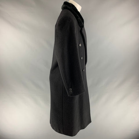 GAY GIANO Taille 36 Manteau à revers cranté en mélange de laine unie noire