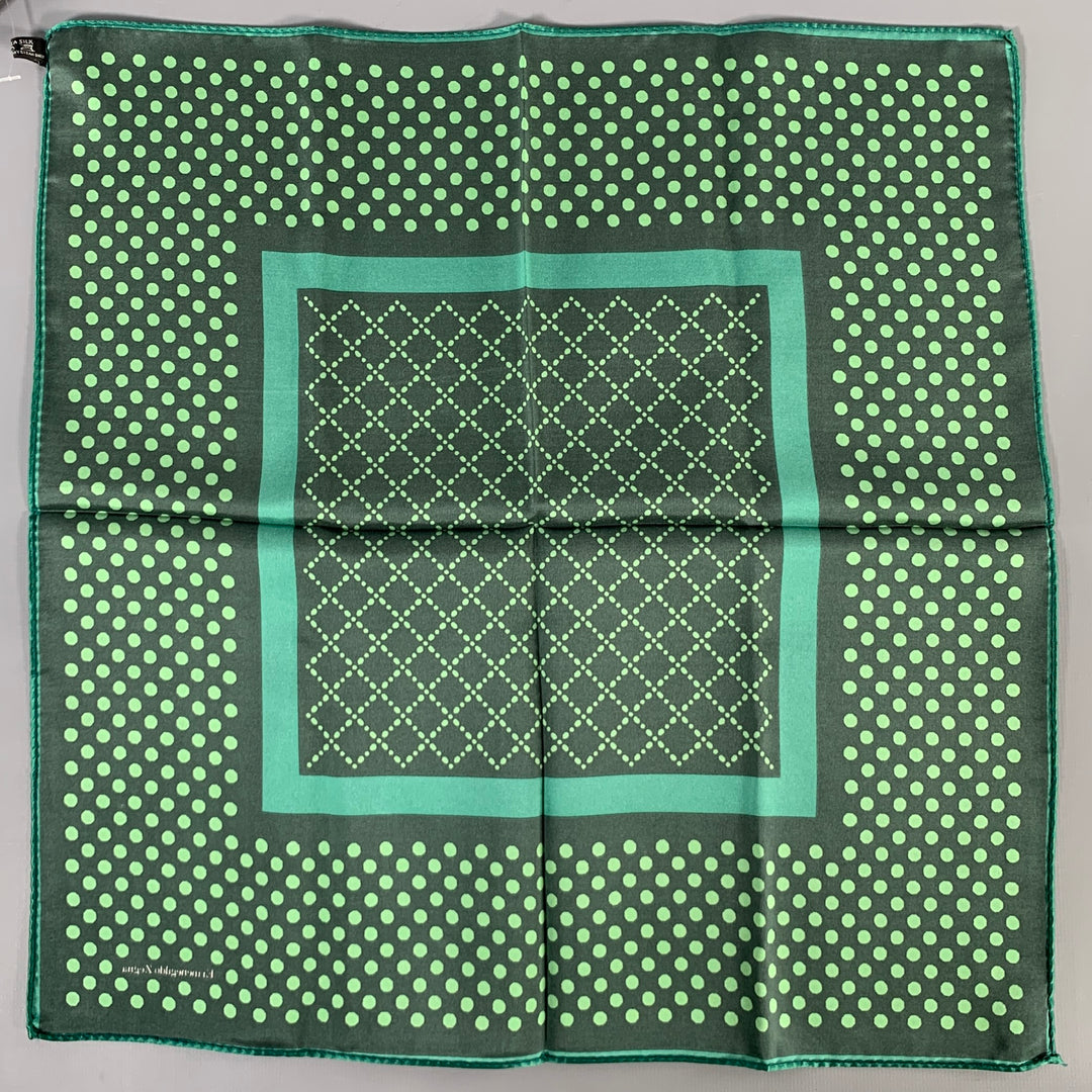 ERMENEGILDO ZEGNA Green Dark Green Dots Silk Pocket Square