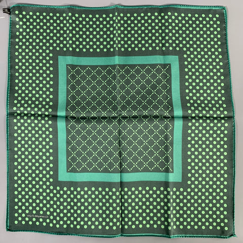 ERMENEGILDO ZEGNA Green Dark Green Dots Silk Pocket Square