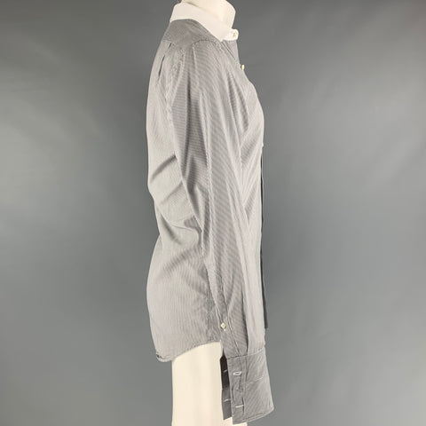 RALPH LAUREN Size M White Black Stripe Cotton French Cuff Long Sleeve Shirt