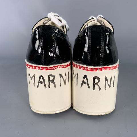 MARNI Size 9 Black White Leather Calf Sneakers