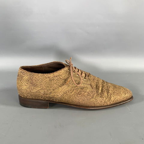 GONUL PAKSOY Size 7 Tan Gold Metallic Floral Laces