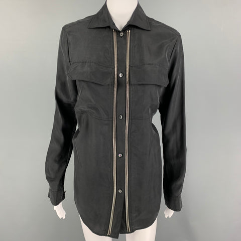 MCQ by ALEXANDER MCQUEEN Size XS Black Silk Patch Pockets Shirt