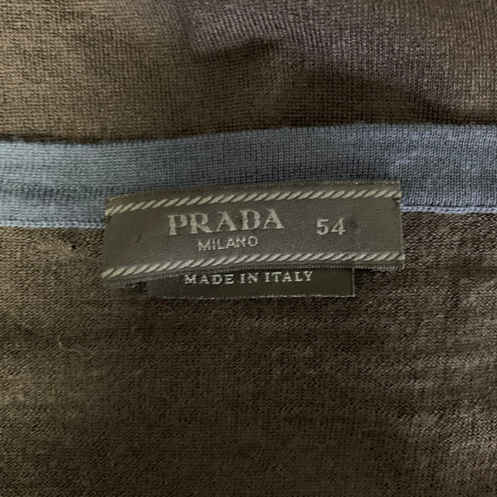 PRADA Size XL Grey Blue Knitted V-Neck Pullover