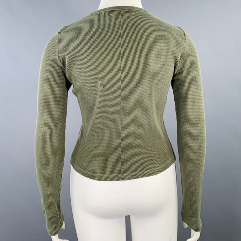 RALPH LAUREN Size L Green Olive Cotton Waffle Knit Crew Neck Pullover