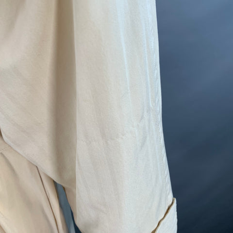 MATSUDA Vintage Size XXL Beige Herringbone Cotton Hidden Buttons Belted Coat