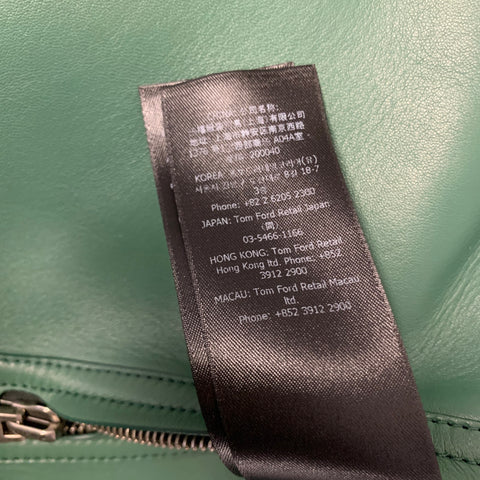 TOM FORD Size 44 Green Leather Zip Up Jacket