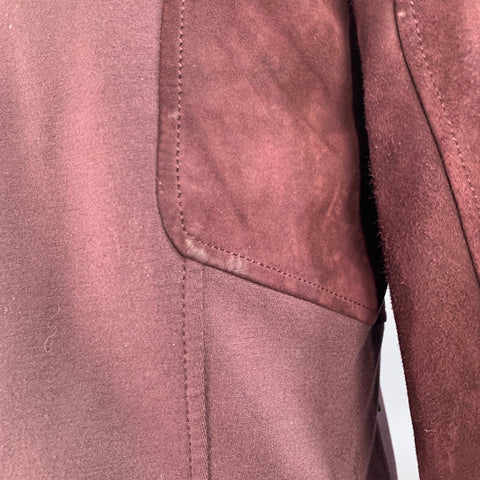 THEORY Size M Burgundy Viscose Blend Lambskin Zip Up Jacket