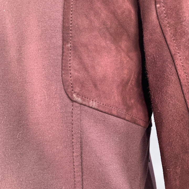 THEORY Size M Burgundy Viscose Blend Lambskin Zip Up Jacket