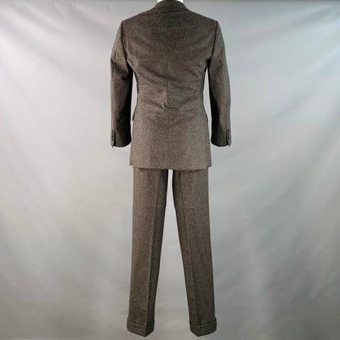 POLO BY RALPH LAUREN Size 38 Regular Grey Virgin Wool Double Breasted Peak Lapel Suit