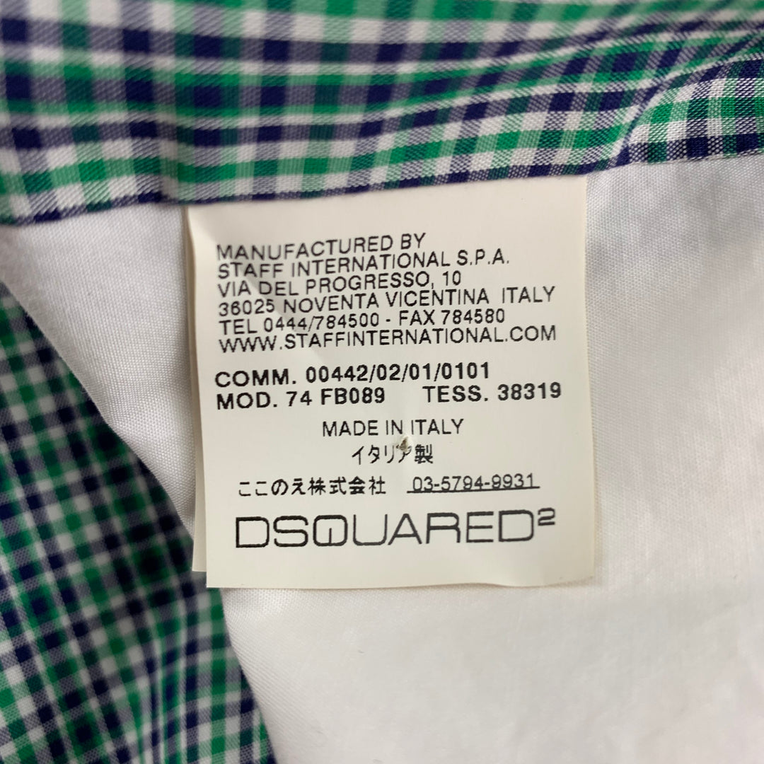 DSQUARED2 Size 42 Green Navy White Plaid Cotton Buttoned Vest