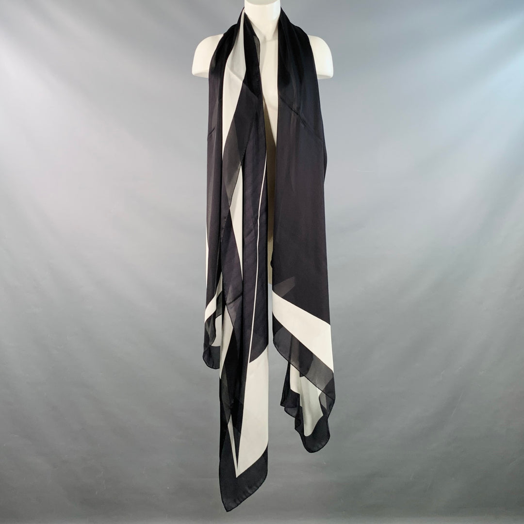 AKRIS Black White Silk Oversized Scarf Shawl