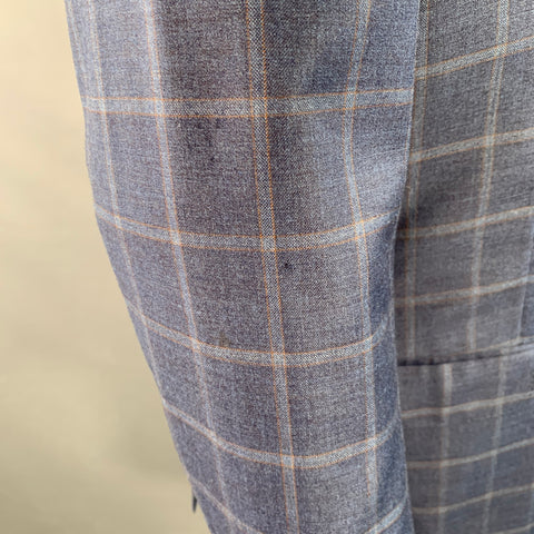 ISAIA Size 40 Blue Orange Plaid Wool Single Breasted Sport Coat