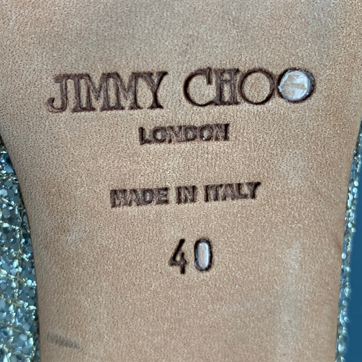 JIMMY CHOO Escarpins à bride arrière en cuir argenté taille 10