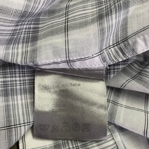 DIOR HOMME Size L White Grey Plaid Cotton Button Up Long Sleeve Shirt