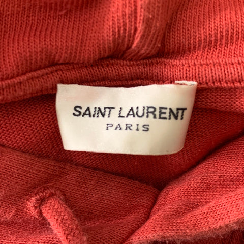 SAINT LAURENT Size S Red Logo Cotton Sleeveless Sweatshirt