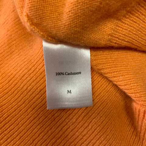 N.PEAL Size L Orange Knitted Cashmere V-Neck Sweater