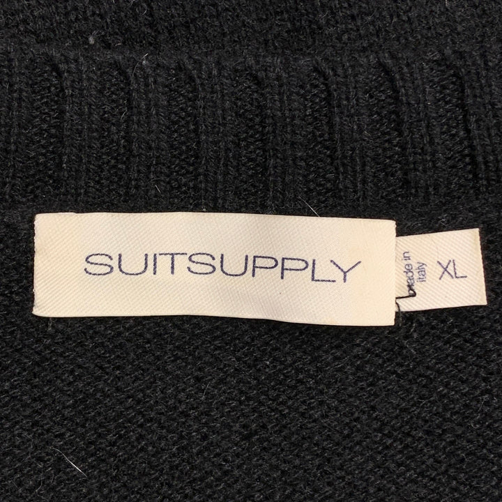 SUITSUPPLY Size XL Black Knit Cashmere Crew Neck Sweater
