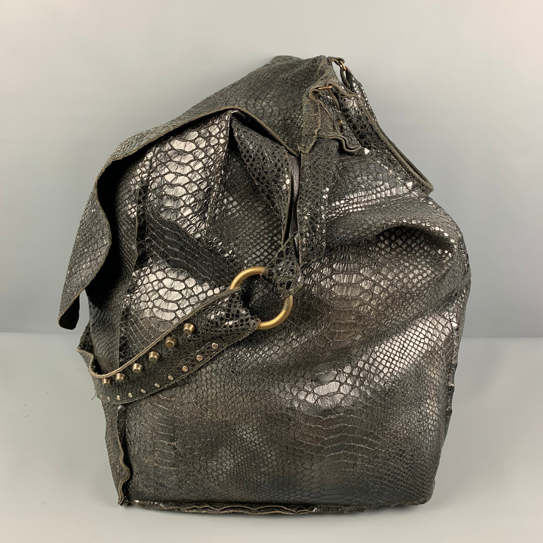 LE CUIR PERDU Bolso tote extragrande de cuero texturizado en oro negro