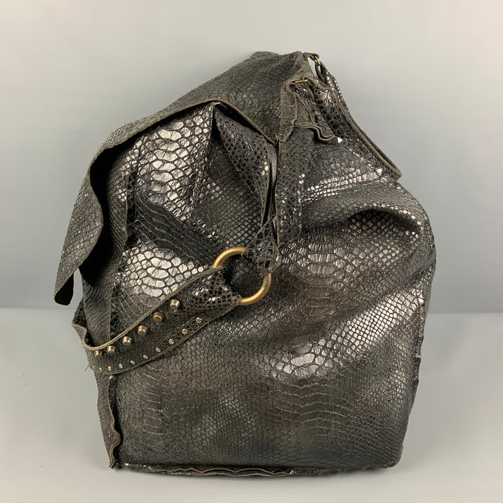 LE CUIR PERDU Bolso tote extragrande de cuero texturizado en oro negro
