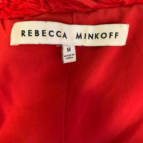 REBECCA MINKOFF Size M Red Polyester Textured Biker Jacket
