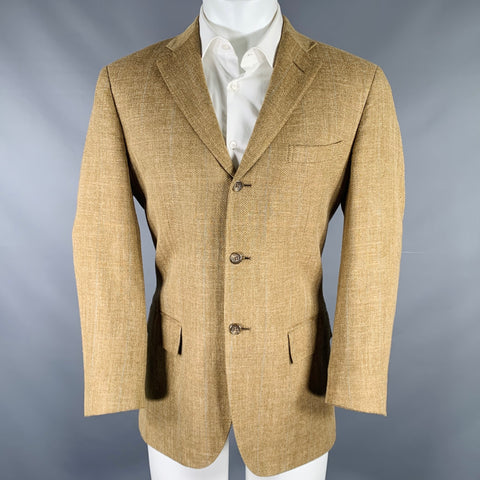 POLO by RALPH LAUREN Size 40 Khaki Herringbone Notch Lapel Sport Coat
