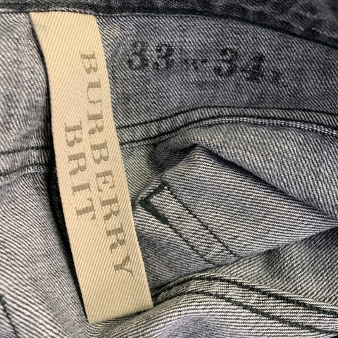 BURBERRY BRIT Size 33 Steadman Grey Twill Cotton Straight Slim Distressed Jeans