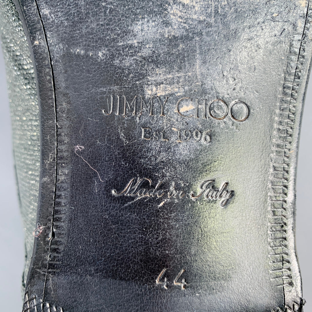 JIMMY CHOO Size 11 Grey Metallic Derby Lace-Up Shoes