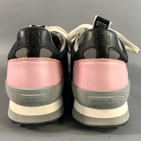 GIVENCHY Size 10 Pink Black Mixed Fabrics Low Top Lace Up Shoes