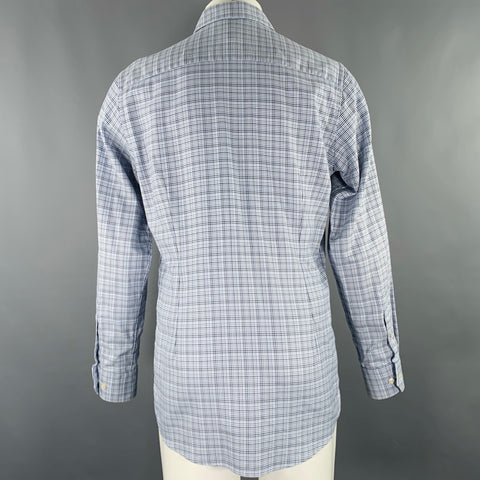Chemise à manches longues en coton motif pied-de-poule bleu et blanc, taille M, de la marque ETON