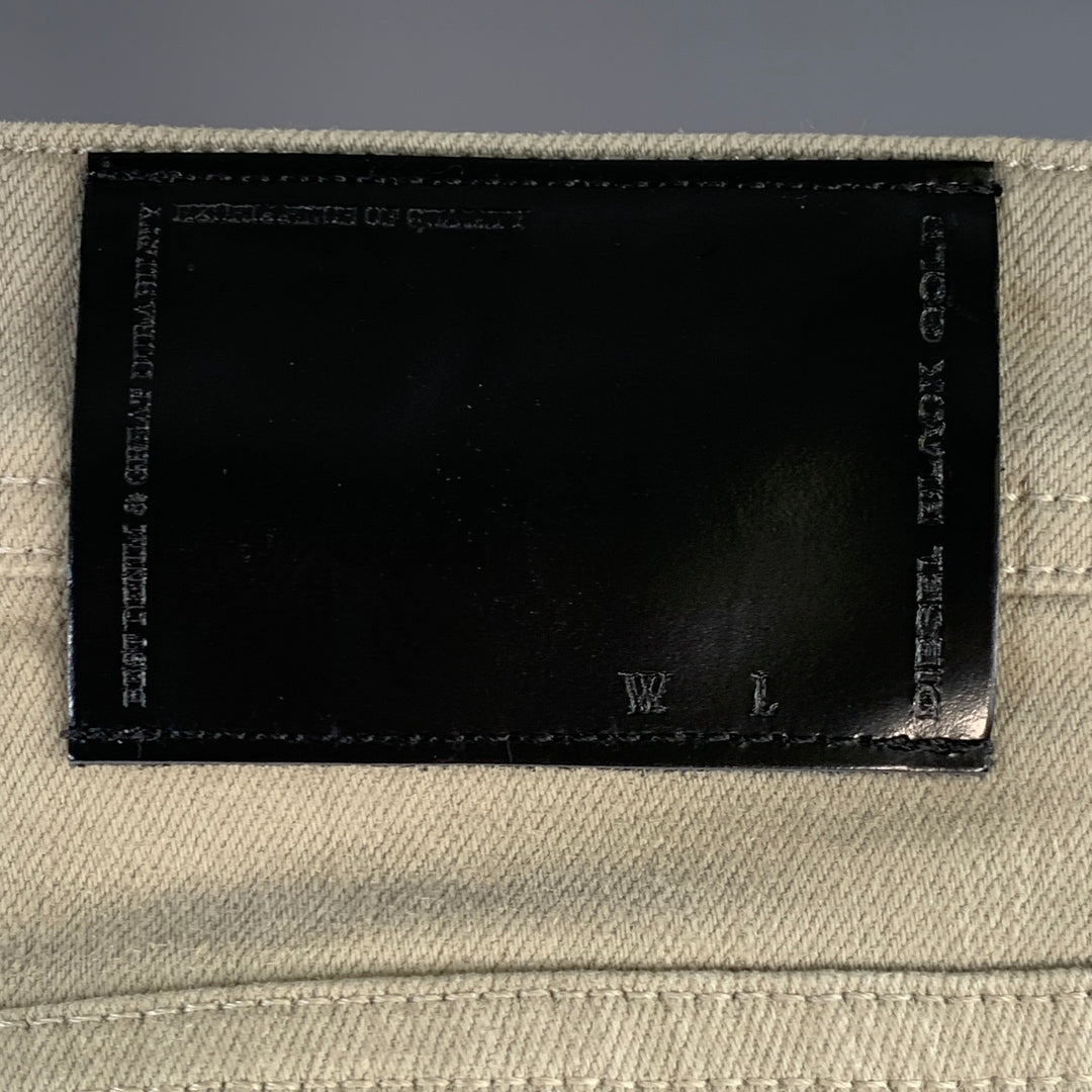 DIESEL BLACK GOLD Size 33 Grey Distressed Cotton Blend Stacked Jeans