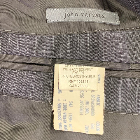 JOHN VARVATOS Size 40 Grey Charcoal Stripe Virgin Wool Suit