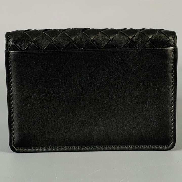 BOTTEGA VENETA Black Woven Leather Wallet