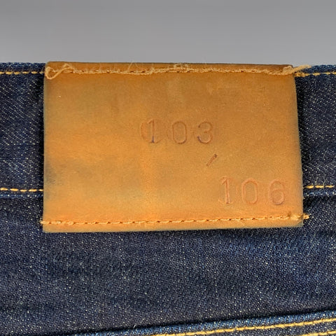 RALEIGH DENIM Size 34 Jones Indigo Twill Cotton Blend Straight Selvedge Jeans