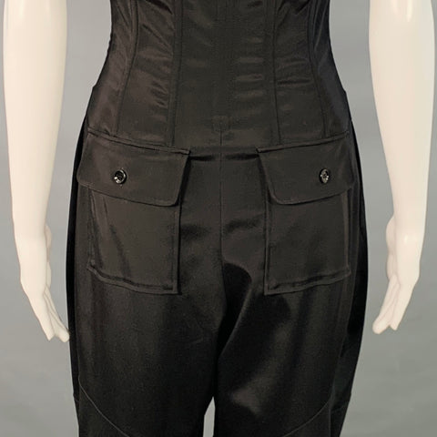 DOLCE & GABBANA KIM Size 4 Black White Acetate Blend Strapless Cargo Jumpsuit