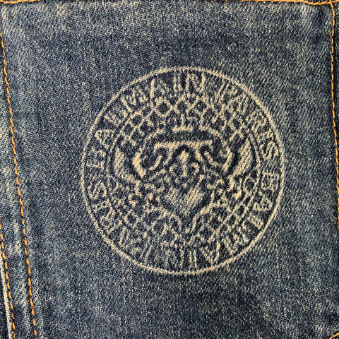 BALMAIN Size 32 Blue Cotton Blend Button Fly Jeans