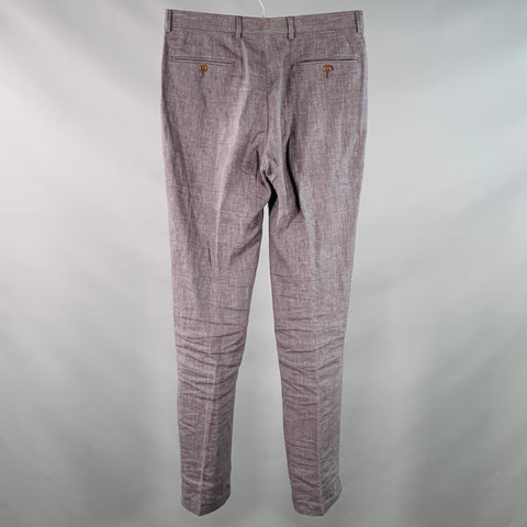 PAUL SMITH Size 32 Grey Charcoal Linen Flat Front Tapered Casual Pants