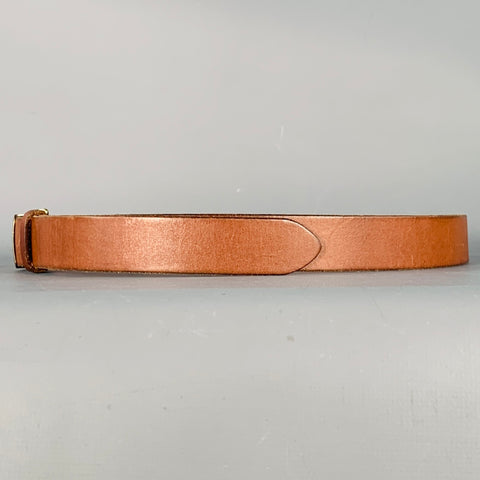 POLO by RALPH LAUREN Size 34 Brown Gold Leather Logo Square Buckle Belt