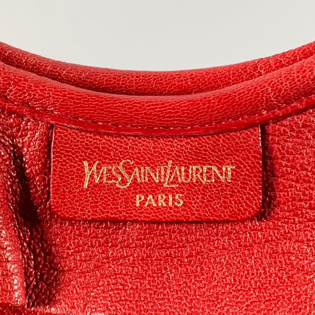 YVES SAINT LAURENT St Tropez Red Goat Leather Top Handles Hobo Handbag